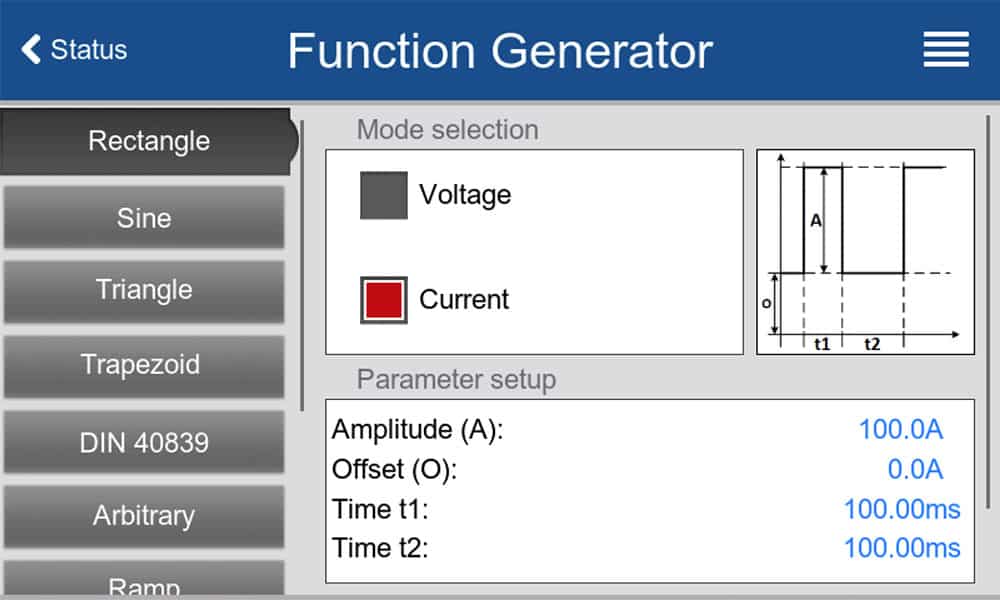 ea elektroautomatik grafik function generator rectangle profile