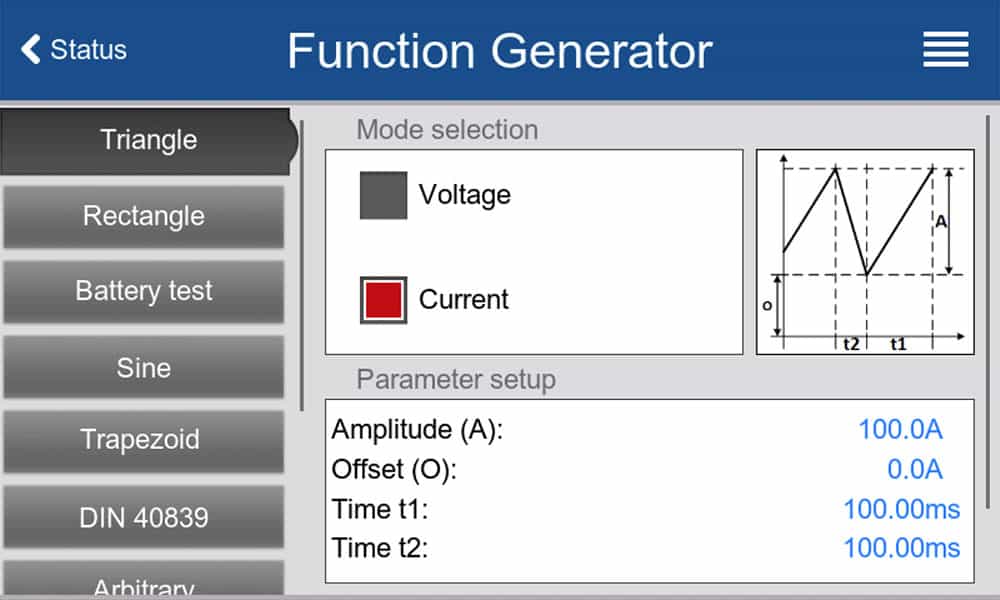 ea elektroautomatik grafik function generator triangle profile